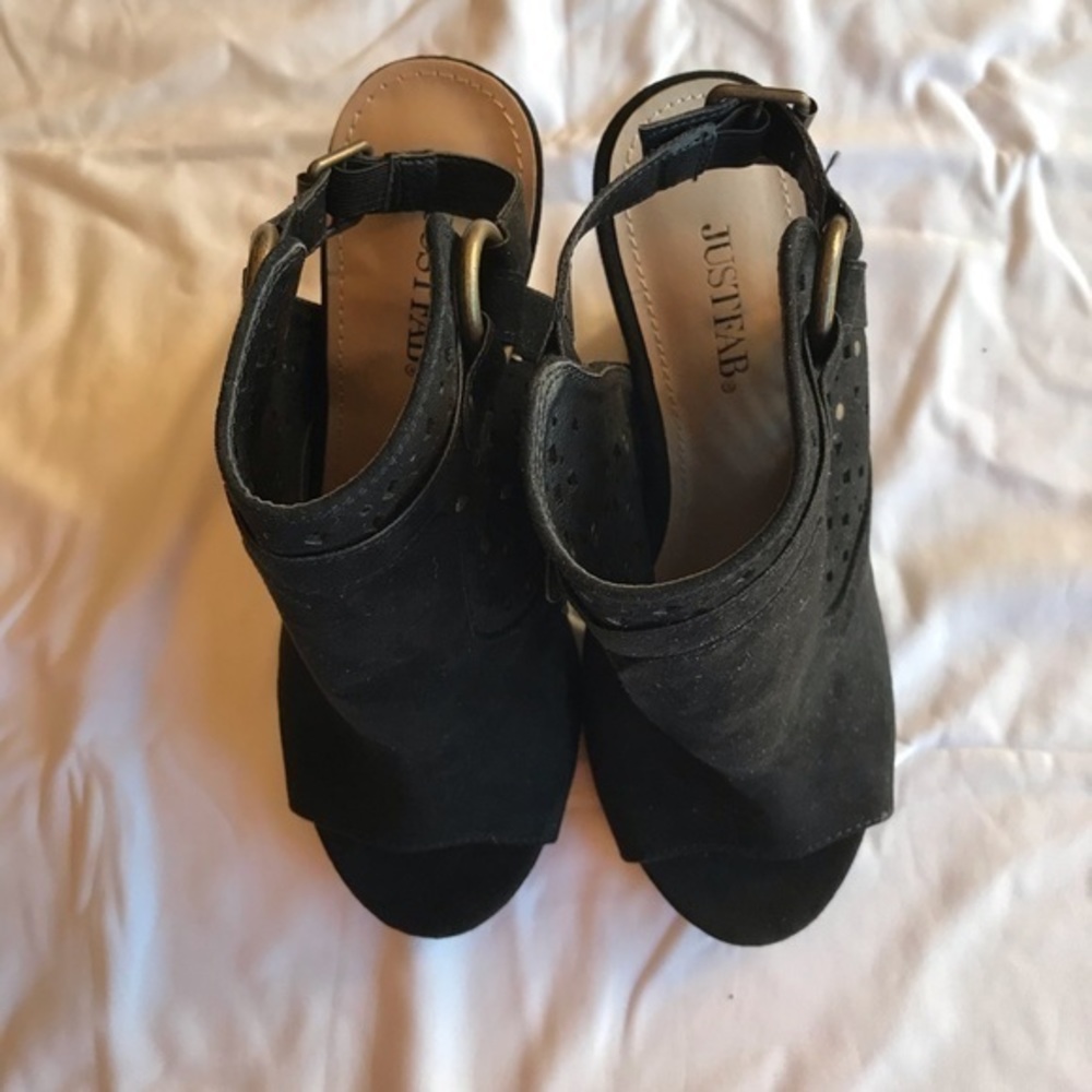 JUSTFAB Black RAELYNN WW Open Toe and Heel,  Square Heel Shoes-Size 7 NWOT - Picture 6 of 11